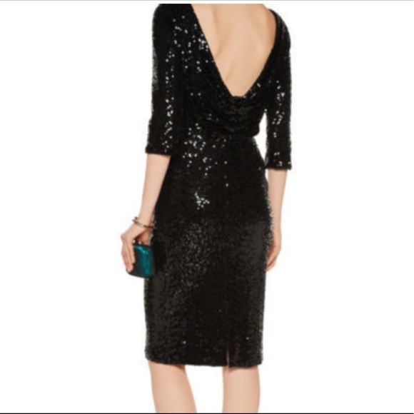 Badgley Mischka Black Cocktail Sequin Dress Sz2 - Picture 2 of 8